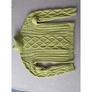 Sutton Studio Woman's Lime Green Cable Knit Turtleneck Sweater Size Small